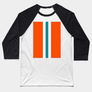 Retro American Football Stripes Miami Orange Teal White Baseball T-Shirt